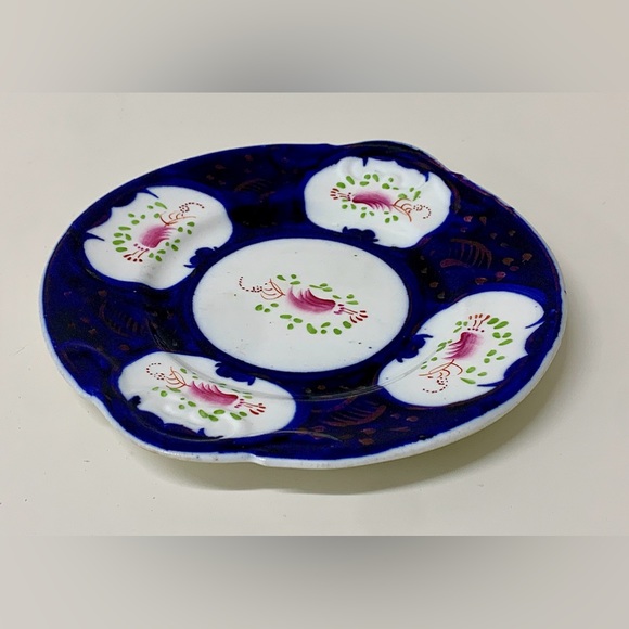 19th Century Vintage Gaudy Welsh Feather Pattern Handled Biscuit Tray - Picture 15 of 15